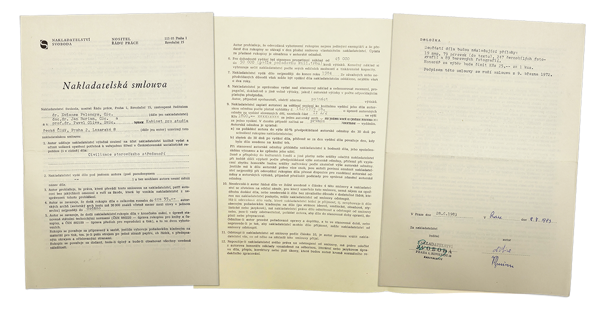 Upravená nakladatelská smlouva za Civilizaci starověkého Středomoří, 1983