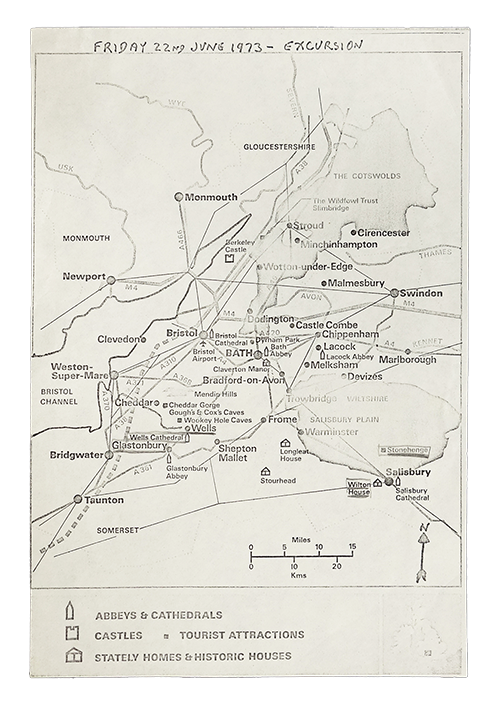 Mapka exkurze, UAI, Londýn, 1973