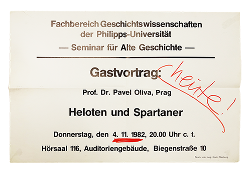 Přednáška na Philips-Universität, Marburg, 1982