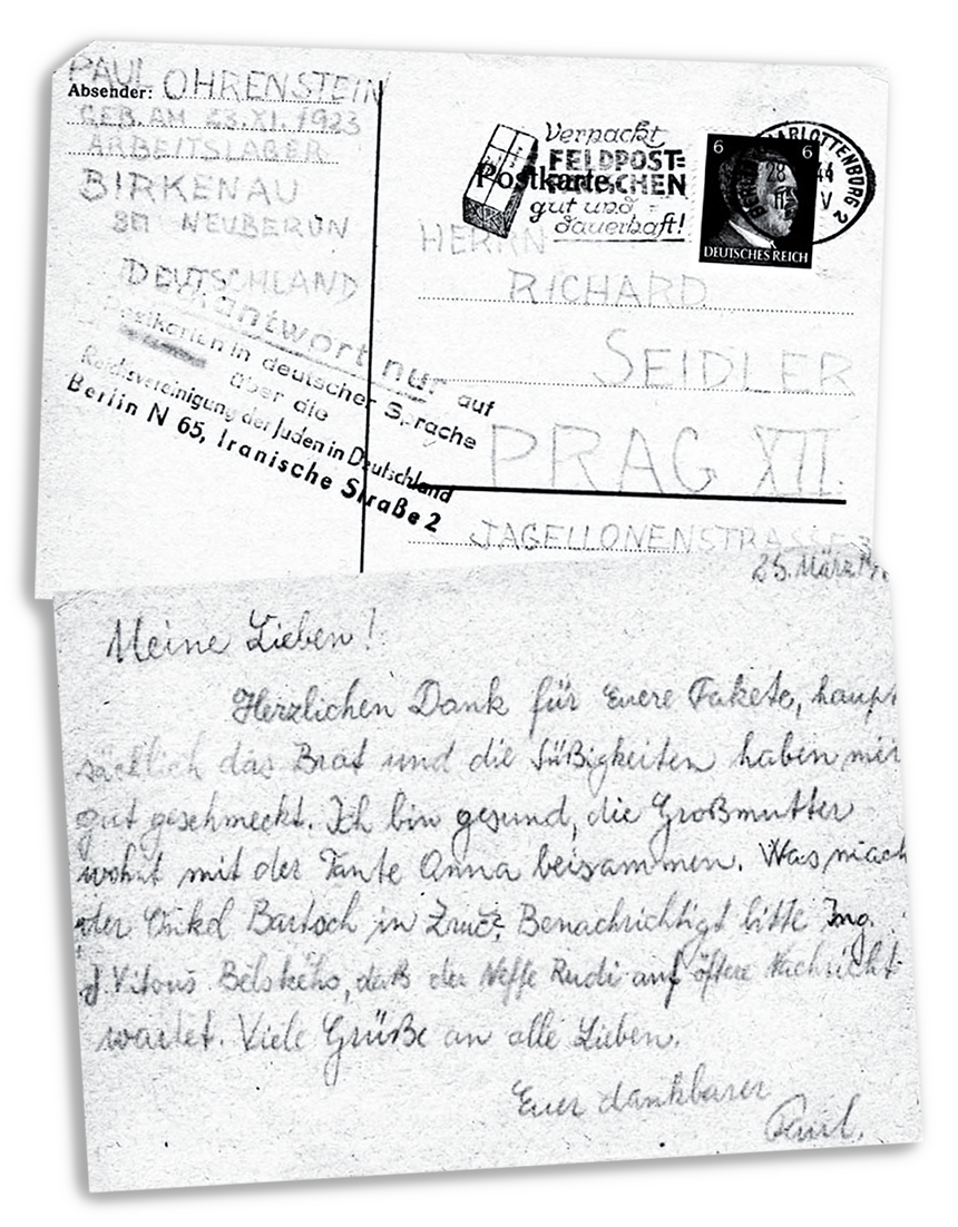Dopis z Osvětimi-Březinky, březen 1944